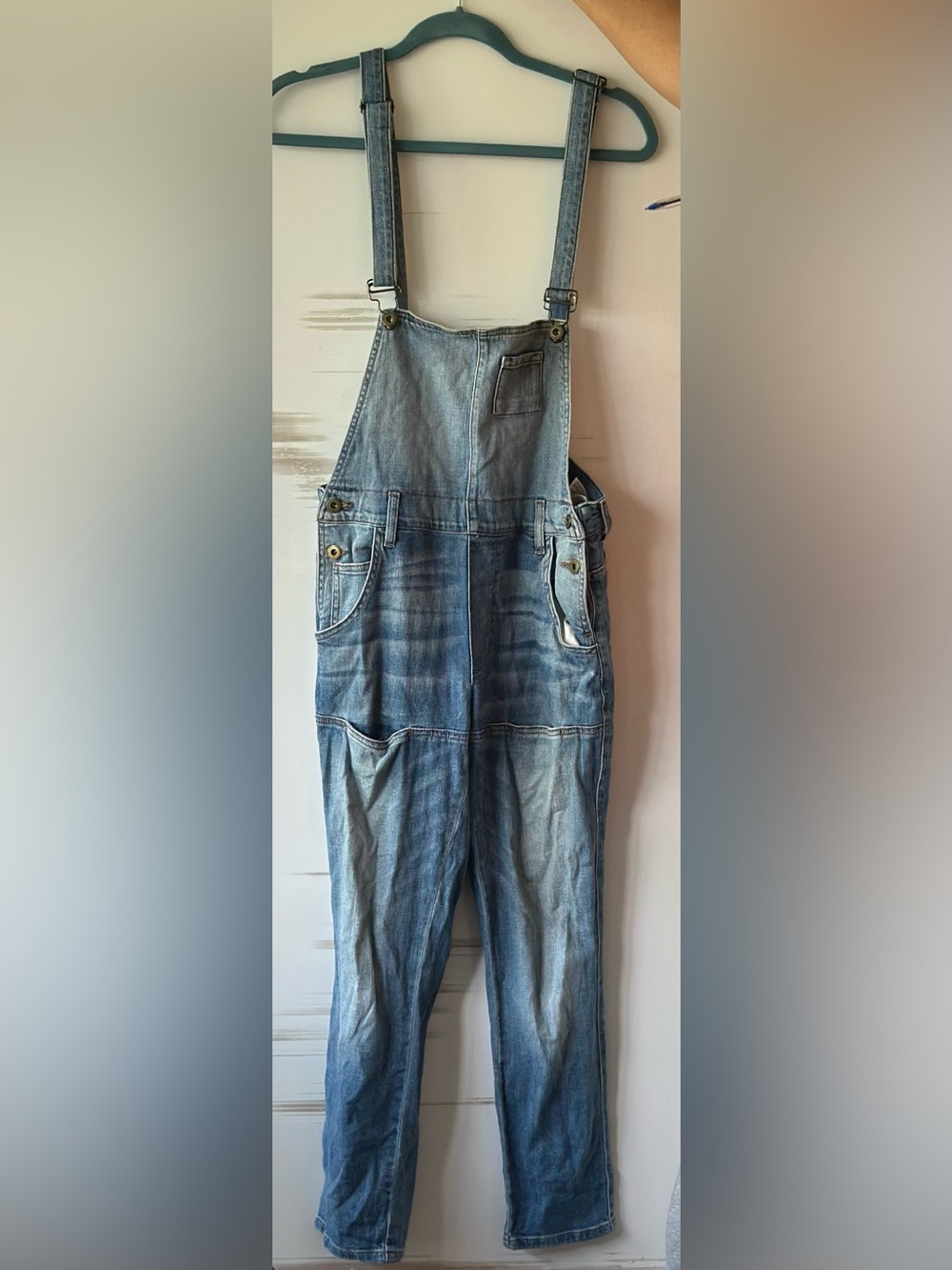 Guess Light Blue Relaxed Denim Overalls